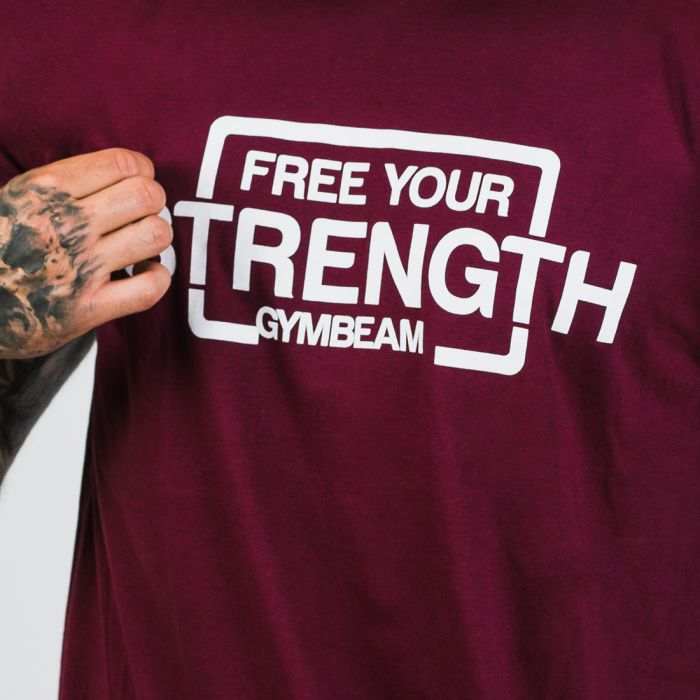 Тениска Free Your Strength Maroon White - GymBeam