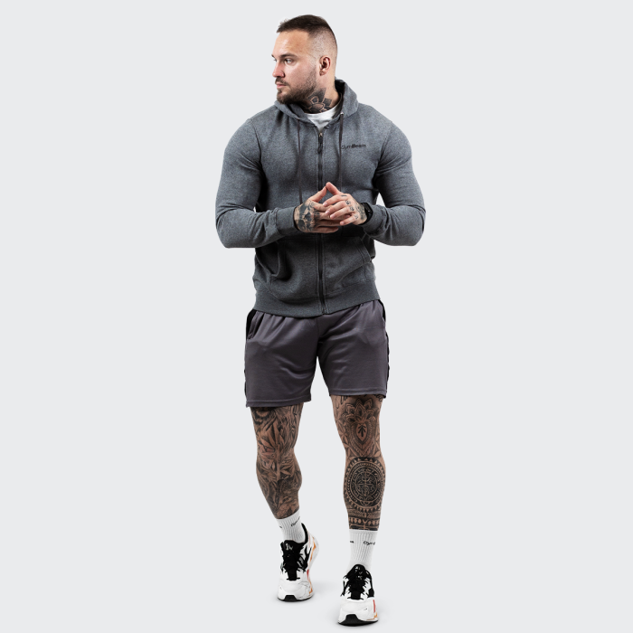 Суичър Zipper Hoodie Grey Black - GymBeam